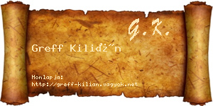 Greff Kilián névjegykártya